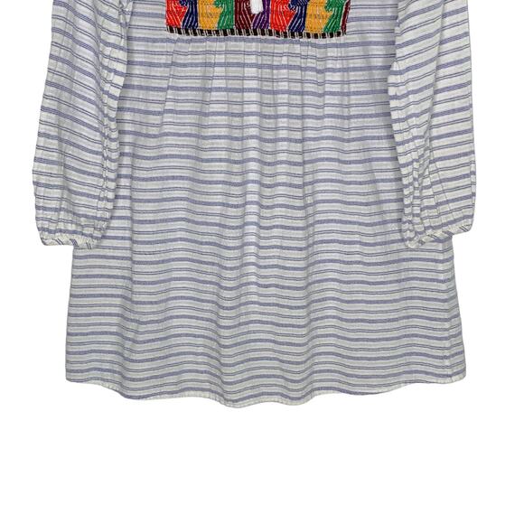 J Crew S Womens Embroidered Striped Tunic Top Dress Breathable 100% Cotton - Picture 5 of 8
